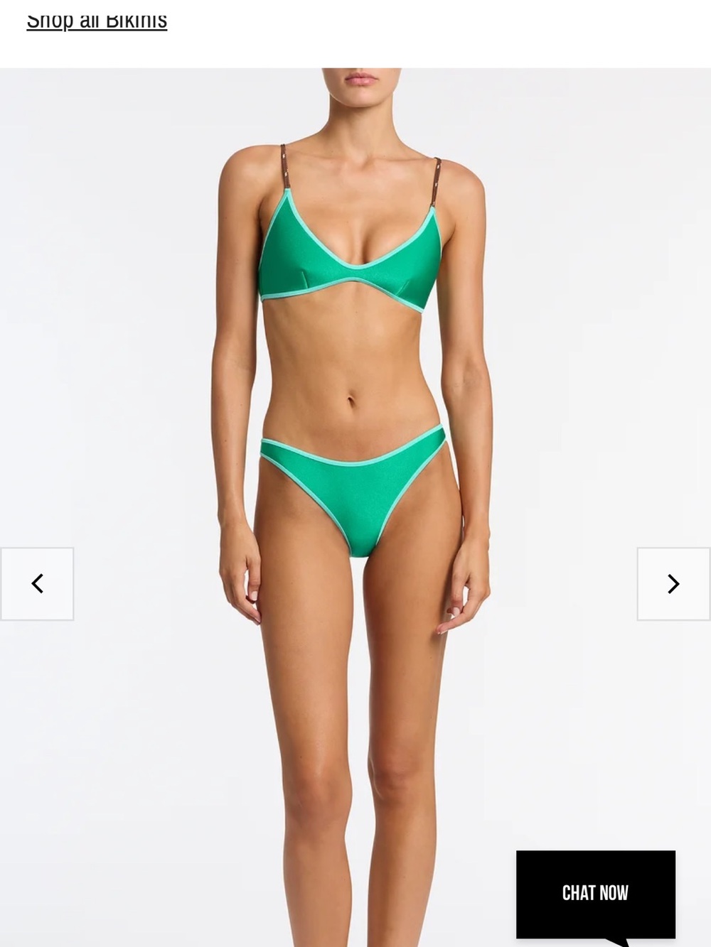 Green Contrast-Trim Bikini Set